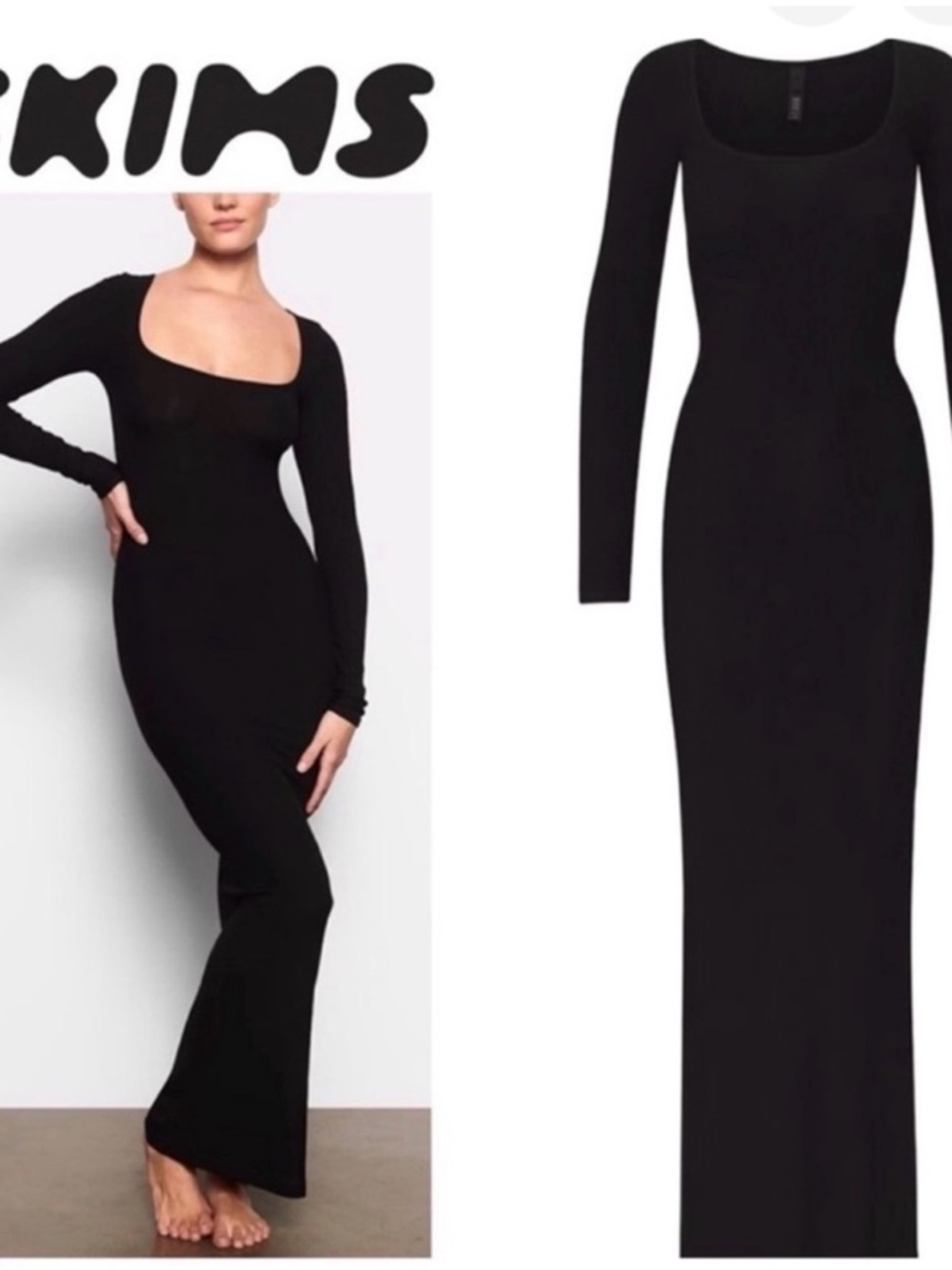 NWT SKIMS Soft Lounge Ribbed Long Sleeve Dress